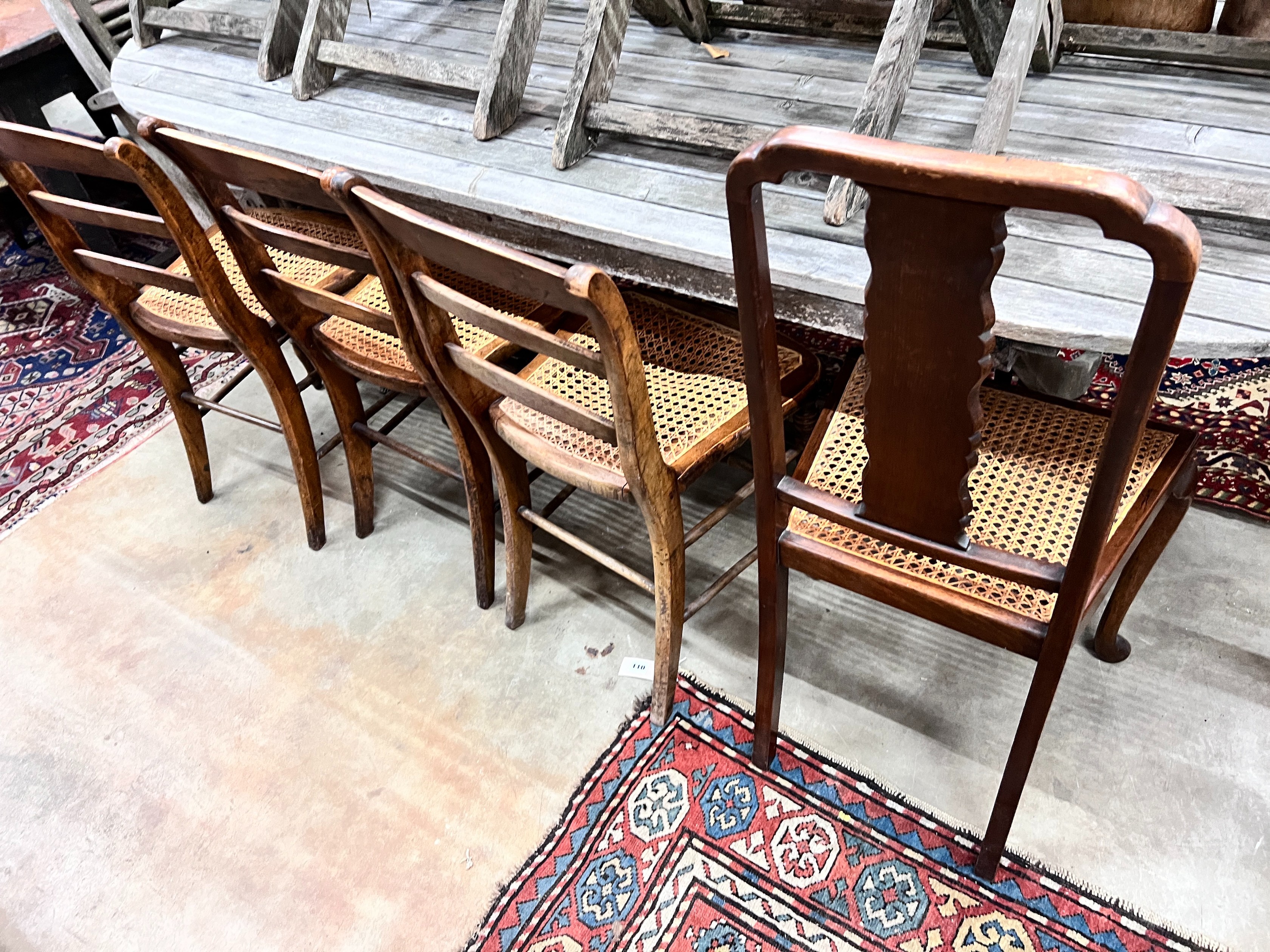 Three Victorian caned beech ladder back dining chairs *Please note the sale commences at 9am.